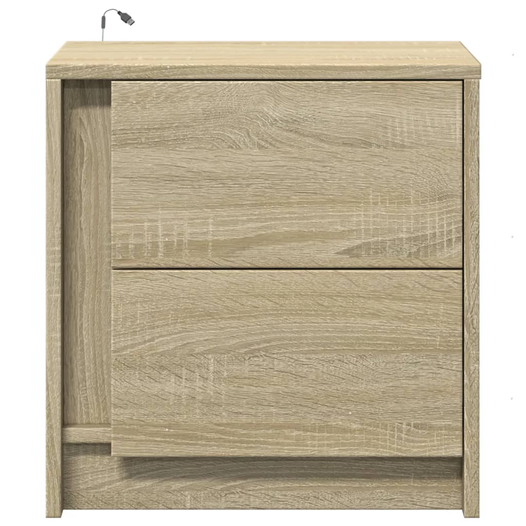 Armoire de chevet avec lumières LED chêne sonoma