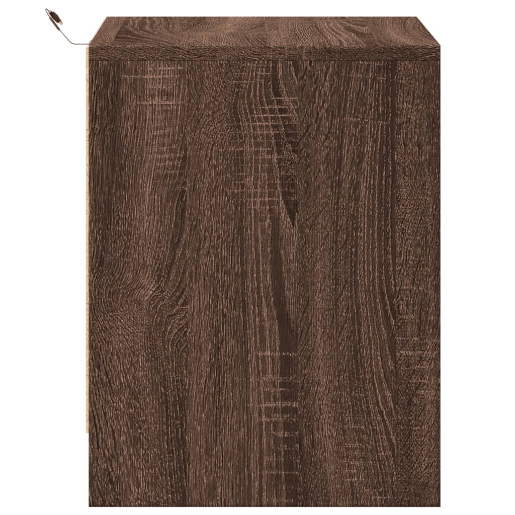 Armoire de chevet et lumières LED chêne marron bois ingénierie