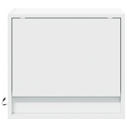 Tables de chevet murales avec lumières LED 2 pcs blanc