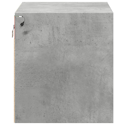 Tables de chevet murales avec lumières LED 2 pcs gris béton