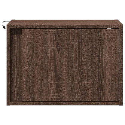 Table de chevet murale avec lumières LED chêne marron