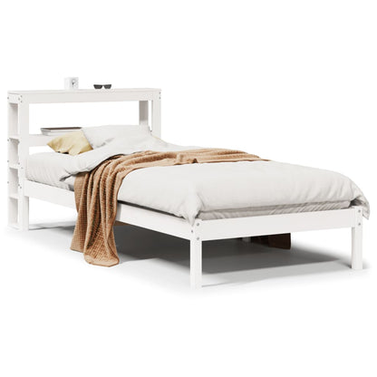 Cadre de lit sans matelas blanc 75x190 cm bois de pin massif