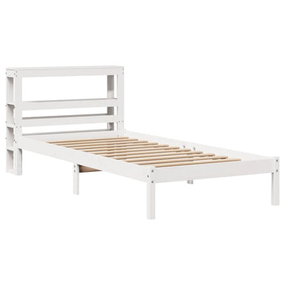 Cadre de lit sans matelas blanc 75x190 cm bois de pin massif