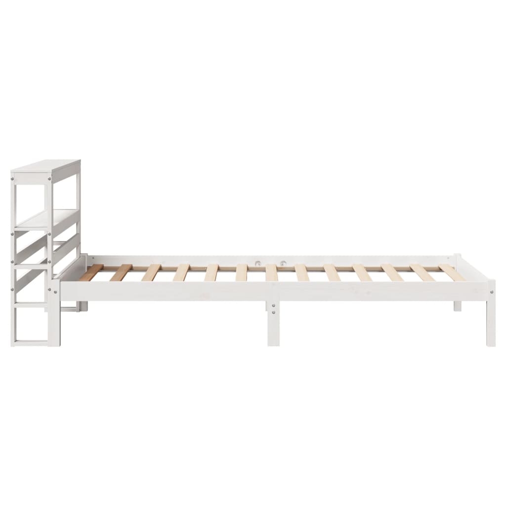 Cadre de lit sans matelas blanc 75x190 cm bois de pin massif