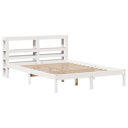 Cadre de lit sans matelas blanc 140x190 cm bois de pin massif