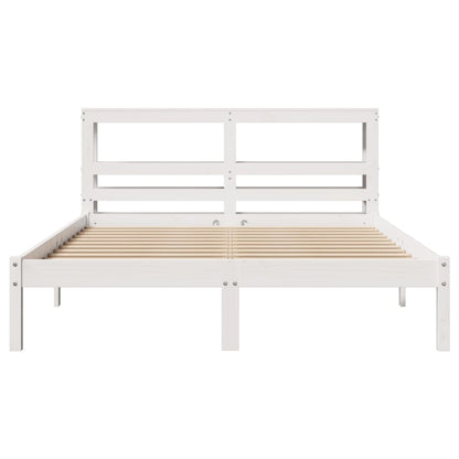 Cadre de lit sans matelas blanc 140x190 cm bois de pin massif