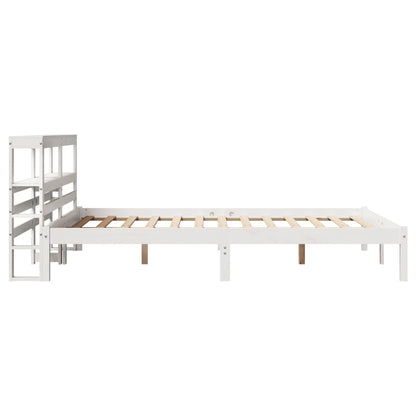 Cadre de lit sans matelas blanc 140x190 cm bois de pin massif