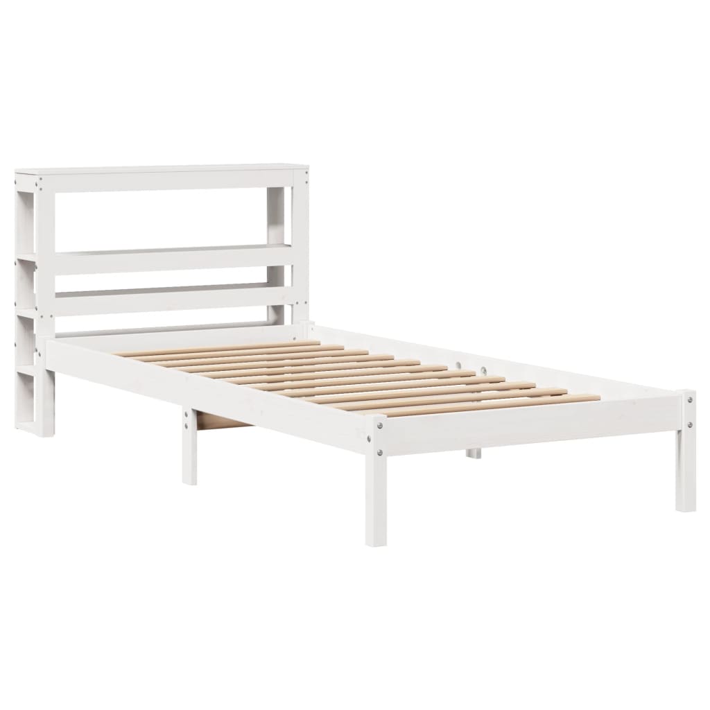 Cadre de lit sans matelas blanc 90x200 cm bois de pin massif