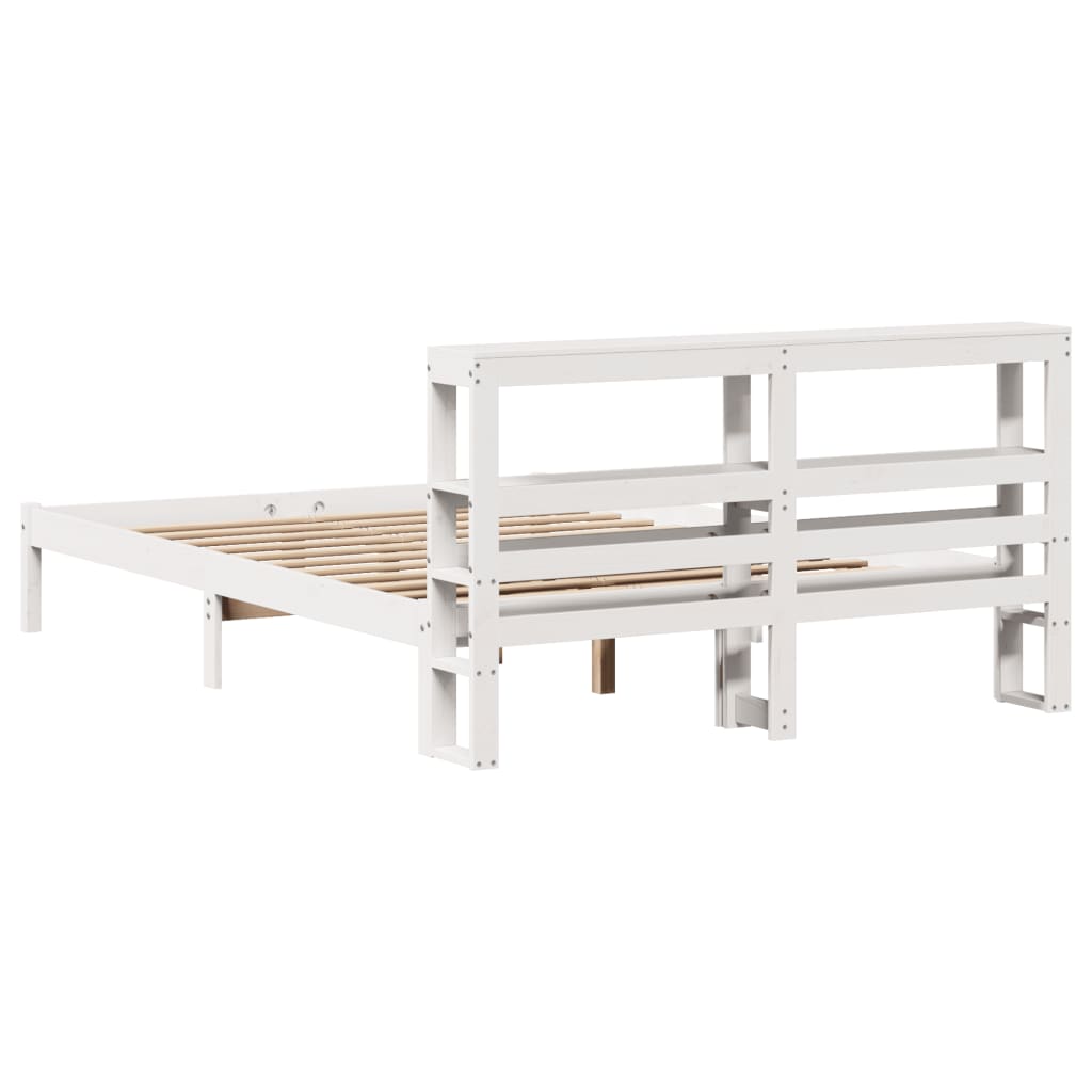 Cadre de lit sans matelas blanc 140x200 cm bois de pin massif