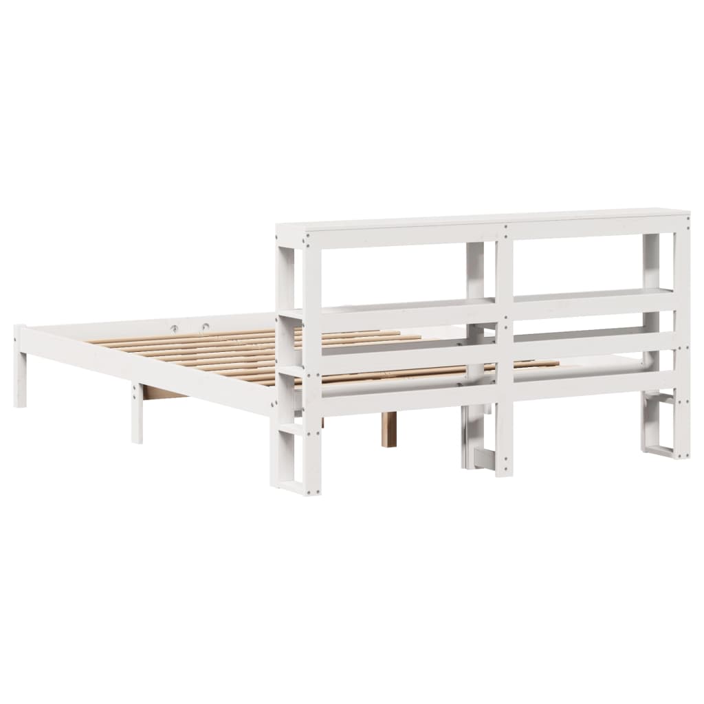 Cadre de lit sans matelas blanc 150x200 cm bois de pin massif