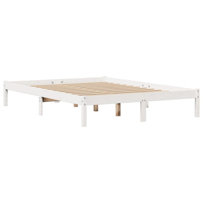 Cadre de lit sans matelas blanc 150x200 cm bois de pin massif