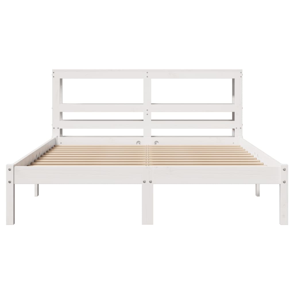 Cadre de lit sans matelas blanc 160x200 cm bois de pin massif