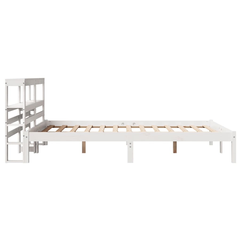 Cadre de lit sans matelas blanc 160x200 cm bois de pin massif