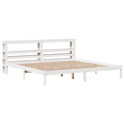 Cadre de lit sans matelas blanc 200x200 cm bois massif de pin