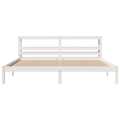 Cadre de lit sans matelas blanc 200x200 cm bois massif de pin