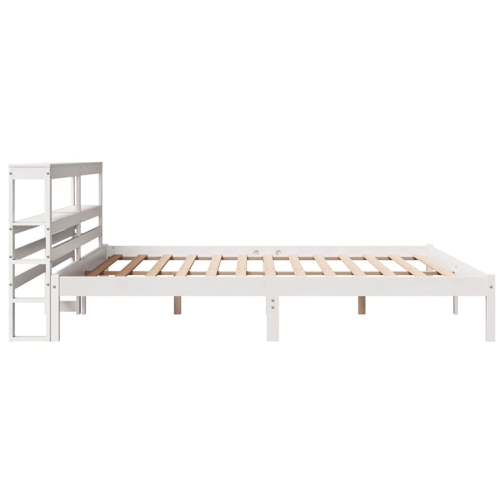 Cadre de lit sans matelas blanc 200x200 cm bois massif de pin