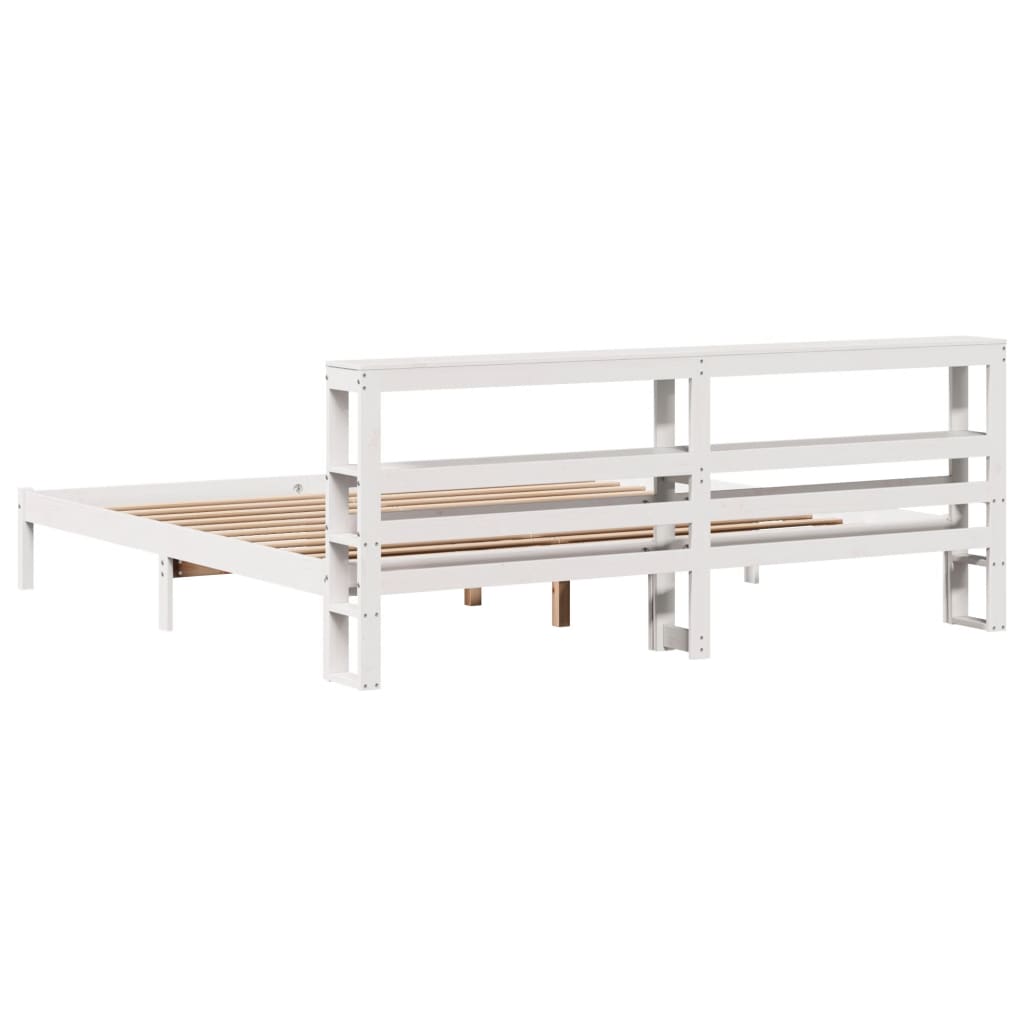 Cadre de lit sans matelas blanc 200x200 cm bois massif de pin