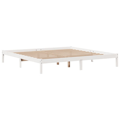 Cadre de lit sans matelas blanc 200x200 cm bois massif de pin