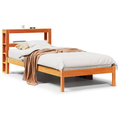 Cadre de lit avec tête de lit sans matelas cire marron 75x190cm