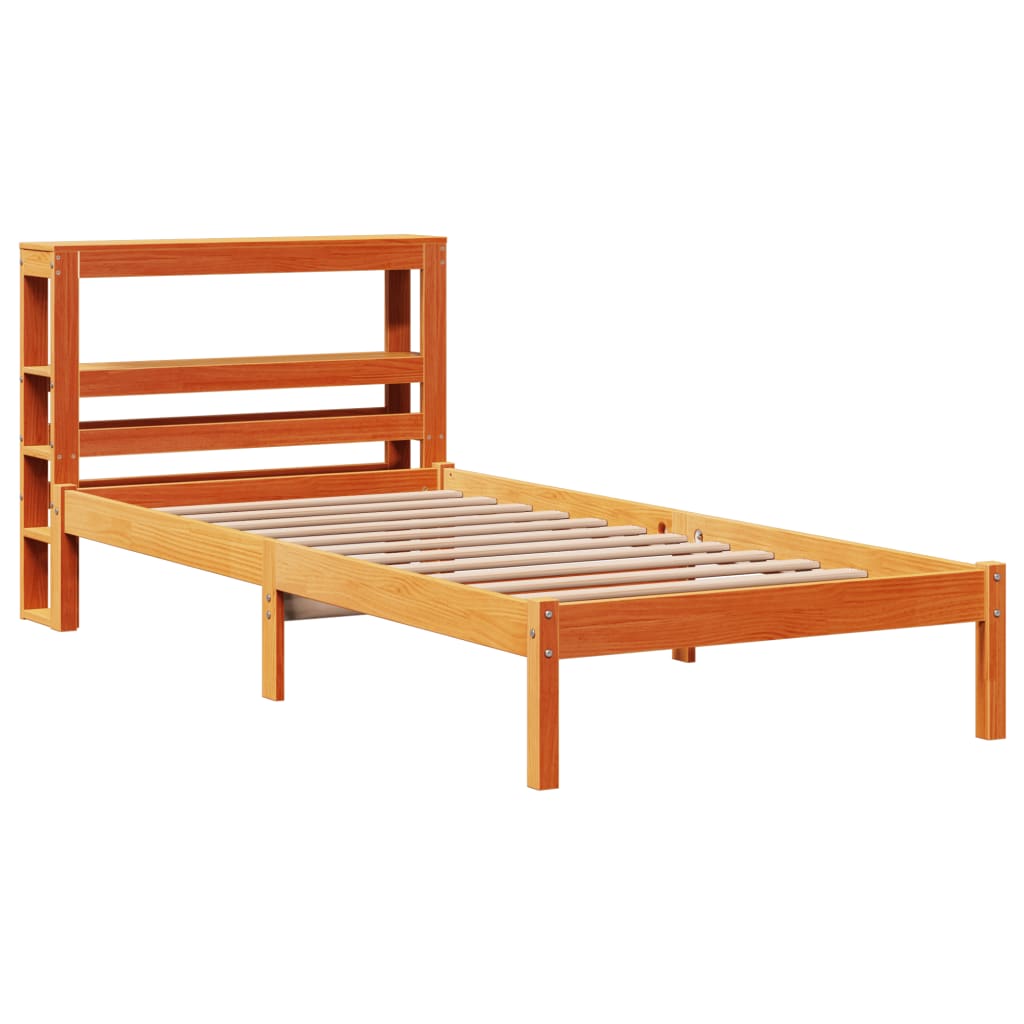 Cadre de lit avec tête de lit sans matelas cire marron 75x190cm