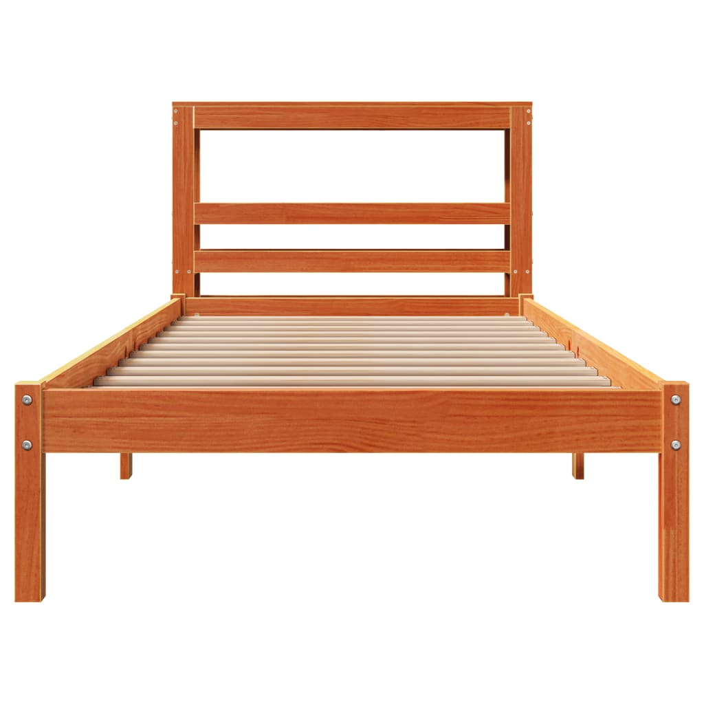 Cadre de lit avec tête de lit sans matelas cire marron 75x190cm