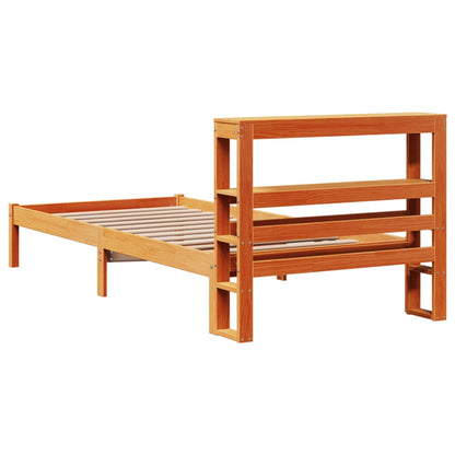 Cadre de lit avec tête de lit sans matelas cire marron 75x190cm