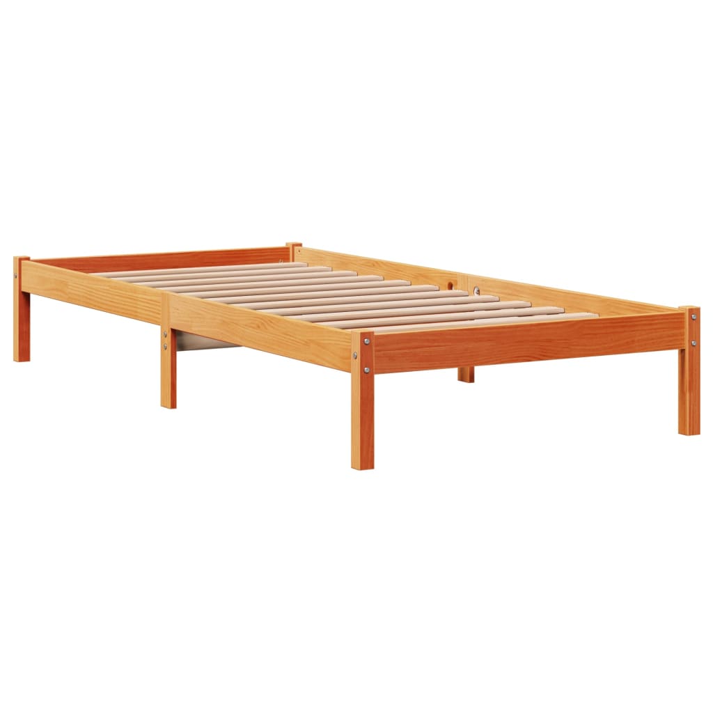 Cadre de lit avec tête de lit sans matelas cire marron 75x190cm