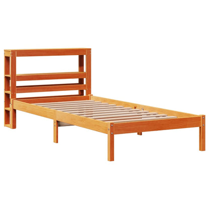 Cadre de lit avec tête de lit sans matelas cire marron 90x190cm