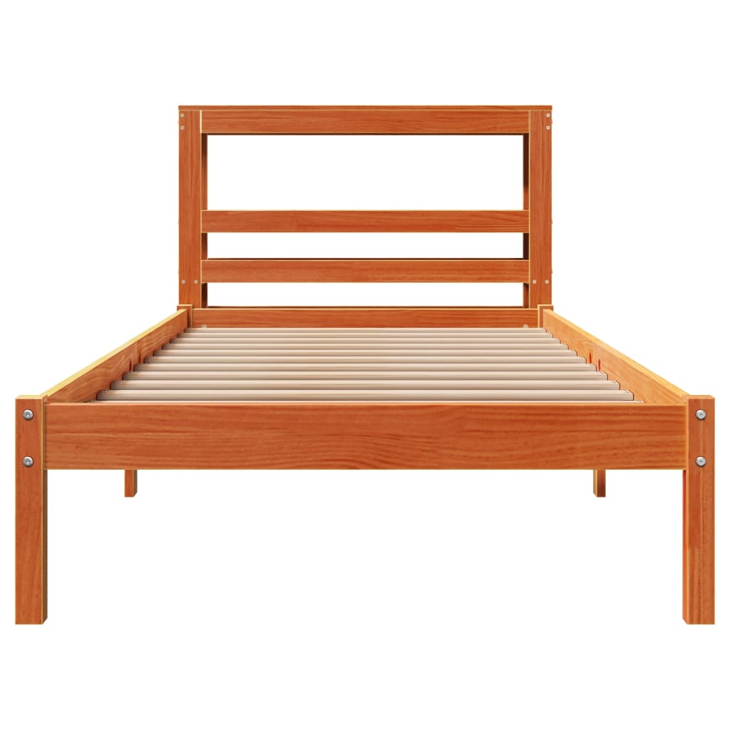 Cadre de lit avec tête de lit sans matelas cire marron 90x190cm