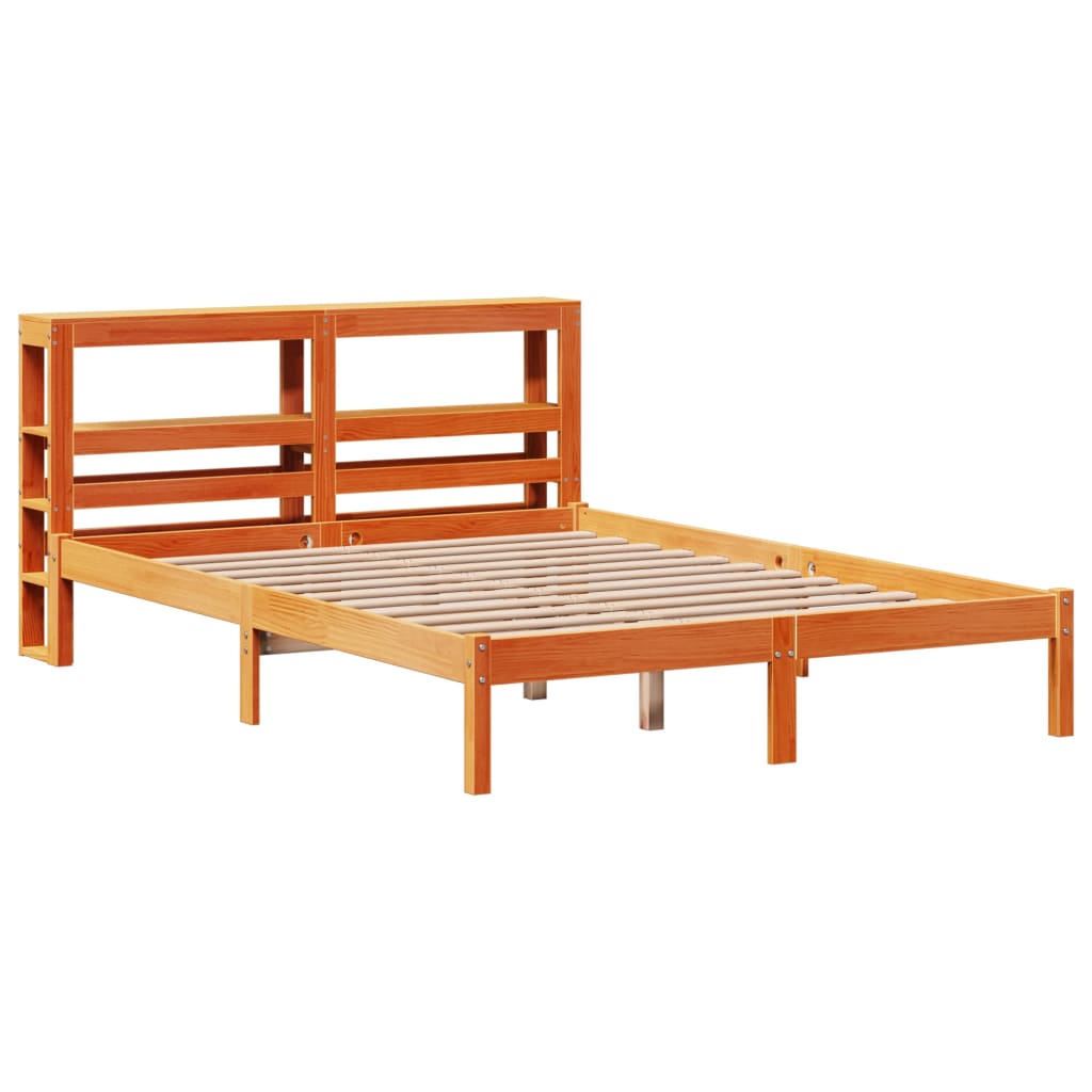 Cadre de lit et tête de lit sans matelas cire marron 120x190 cm