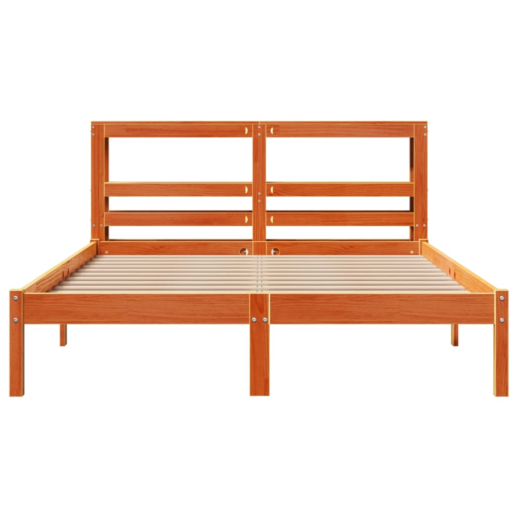 Cadre de lit et tête de lit sans matelas cire marron 120x190 cm