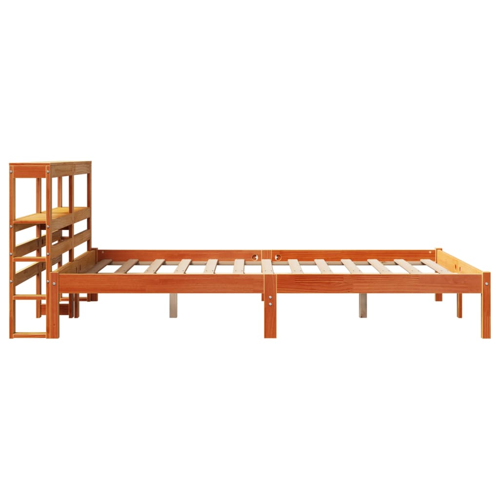 Cadre de lit et tête de lit sans matelas cire marron 120x190 cm