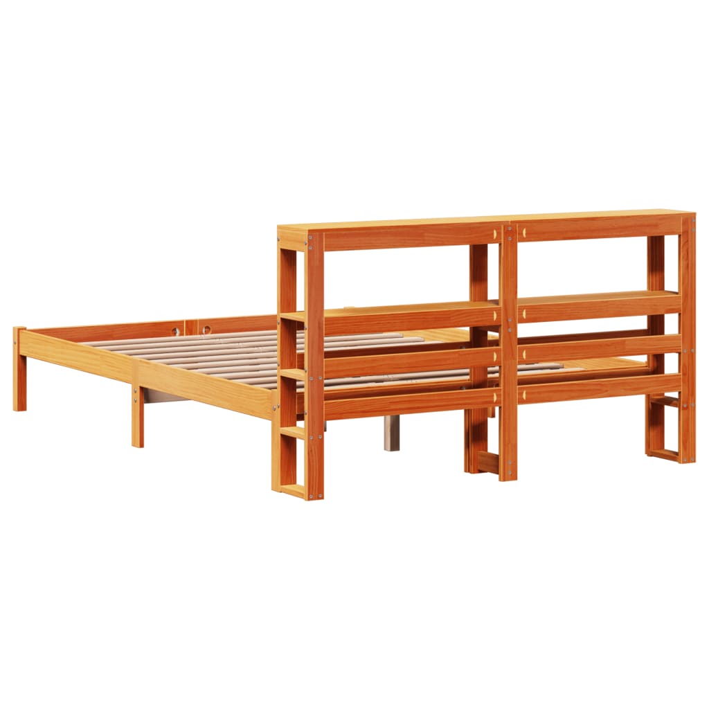 Cadre de lit et tête de lit sans matelas cire marron 120x190 cm