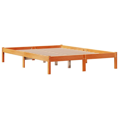 Cadre de lit et tête de lit sans matelas cire marron 135x190 cm