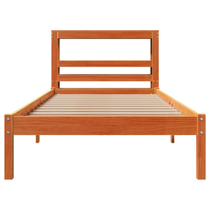 Cadre de lit avec tête de lit sans matelas cire marron 90x200cm