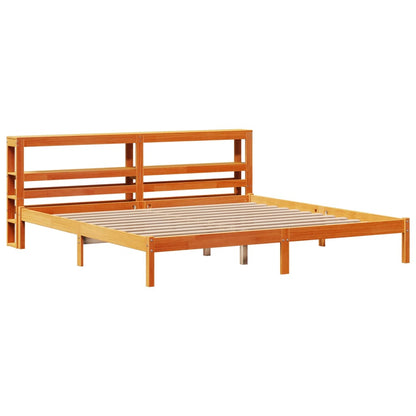 Cadre de lit et tête de lit sans matelas cire marron 200x200 cm