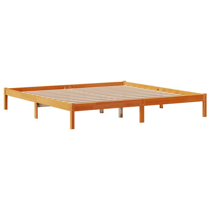 Cadre de lit et tête de lit sans matelas cire marron 200x200 cm