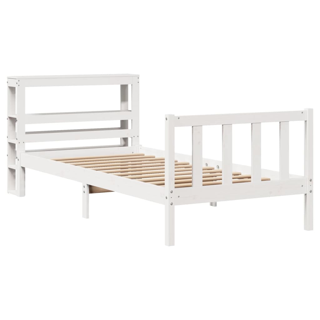 Cadre de lit sans matelas blanc 90x190 cm bois de pin massif