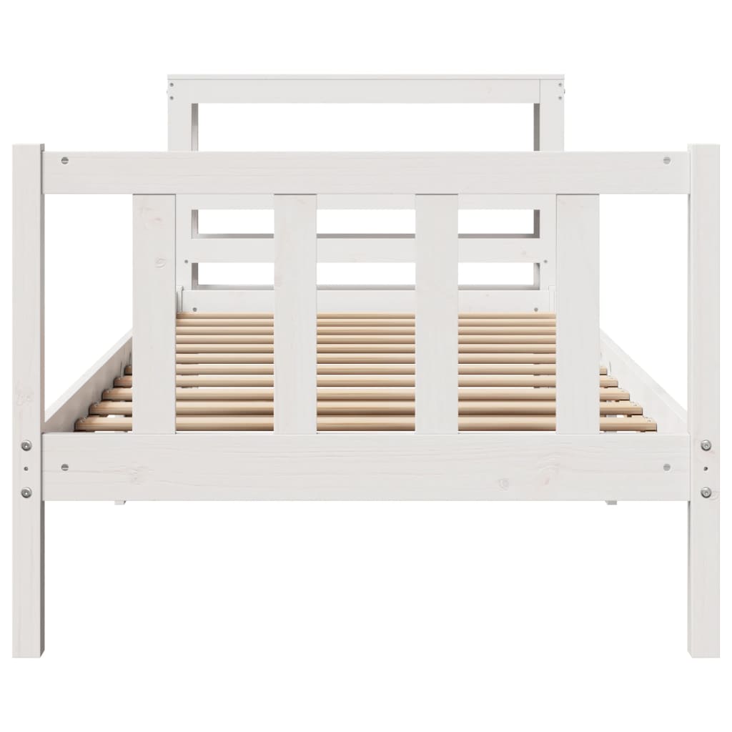 Cadre de lit sans matelas blanc 90x190 cm bois de pin massif