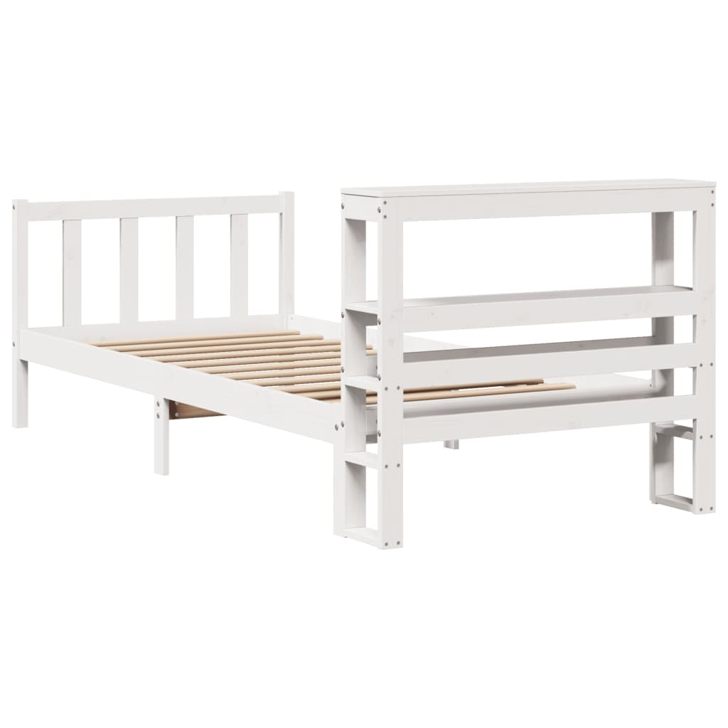 Cadre de lit sans matelas blanc 90x190 cm bois de pin massif