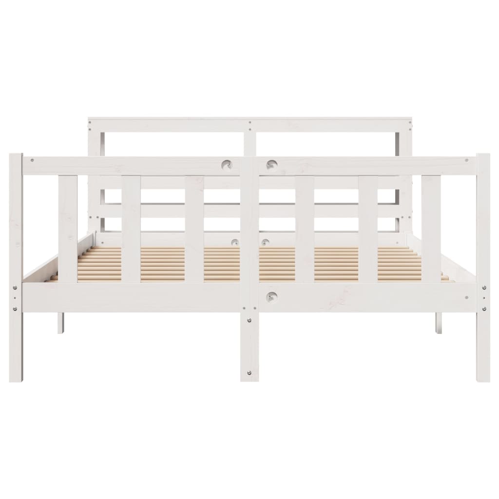 Cadre de lit sans matelas blanc 135x190 cm bois de pin massif