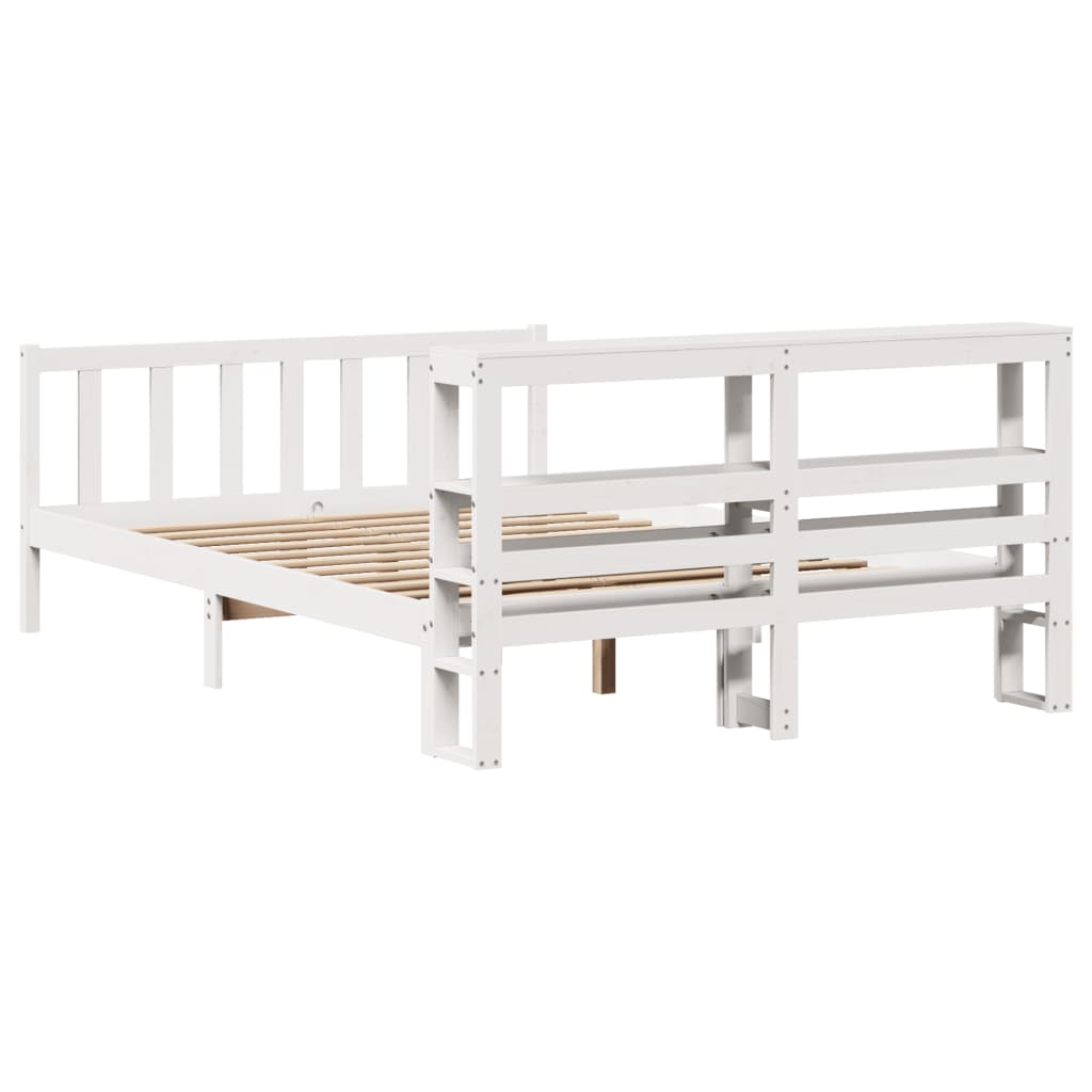 Cadre de lit sans matelas blanc 135x190 cm bois de pin massif