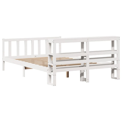 Cadre de lit sans matelas blanc 135x190 cm bois de pin massif