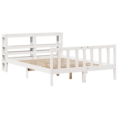 Cadre de lit sans matelas blanc 140x190 cm bois de pin massif