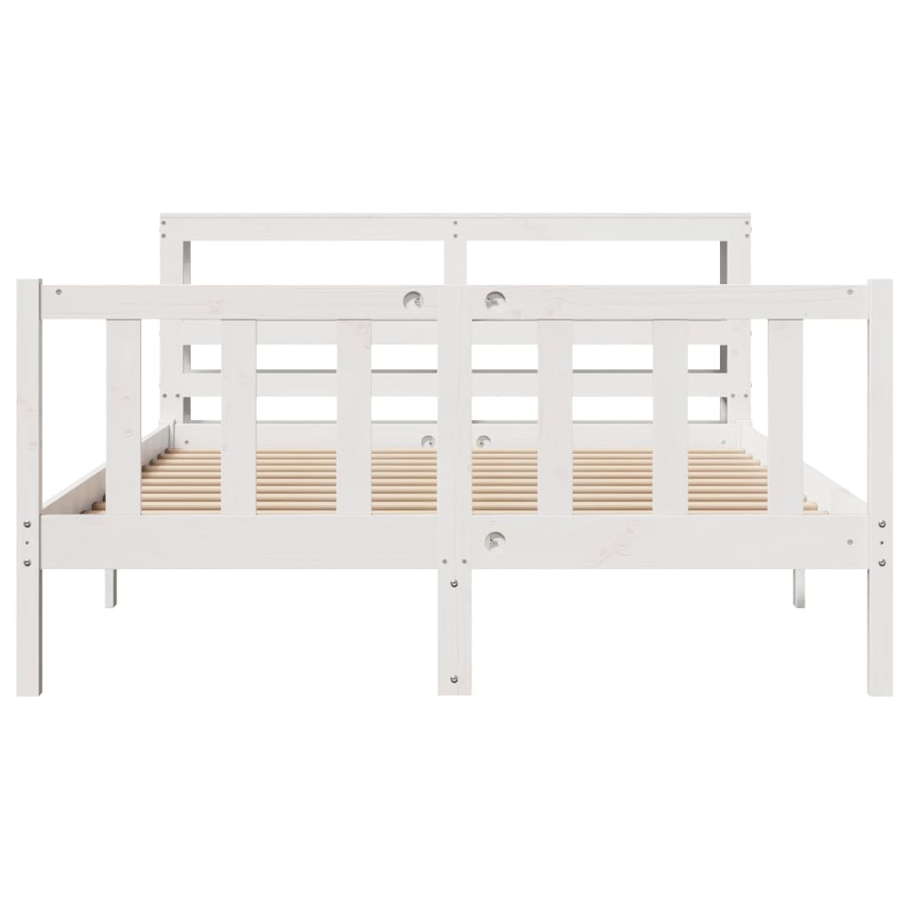 Cadre de lit sans matelas blanc 140x190 cm bois de pin massif