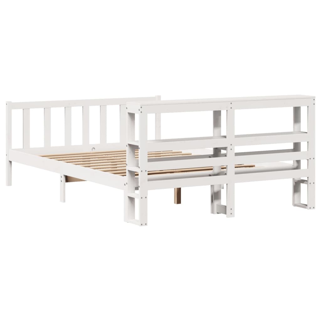 Cadre de lit sans matelas blanc 140x190 cm bois de pin massif