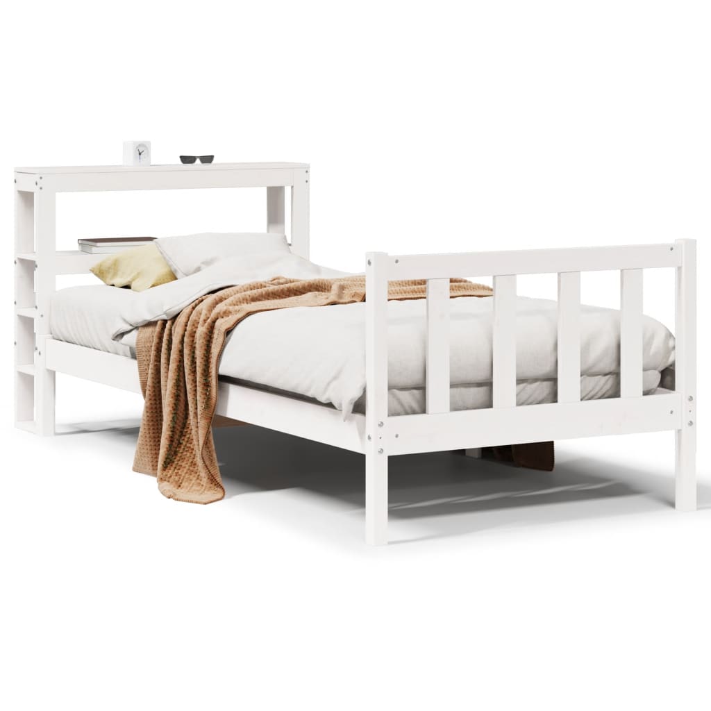 Cadre de lit sans matelas blanc 90x200 cm bois de pin massif