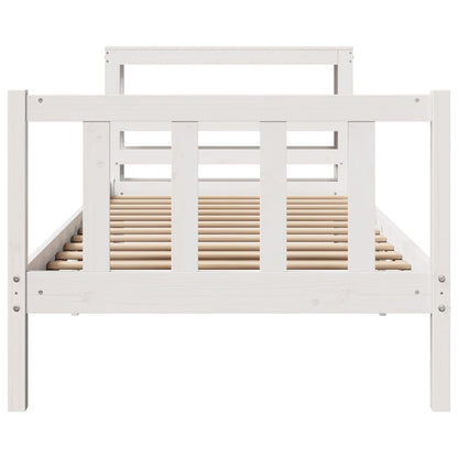 Cadre de lit sans matelas blanc 90x200 cm bois de pin massif