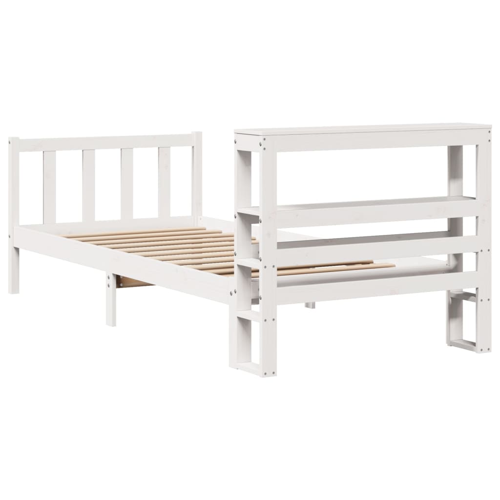 Cadre de lit sans matelas blanc 90x200 cm bois de pin massif