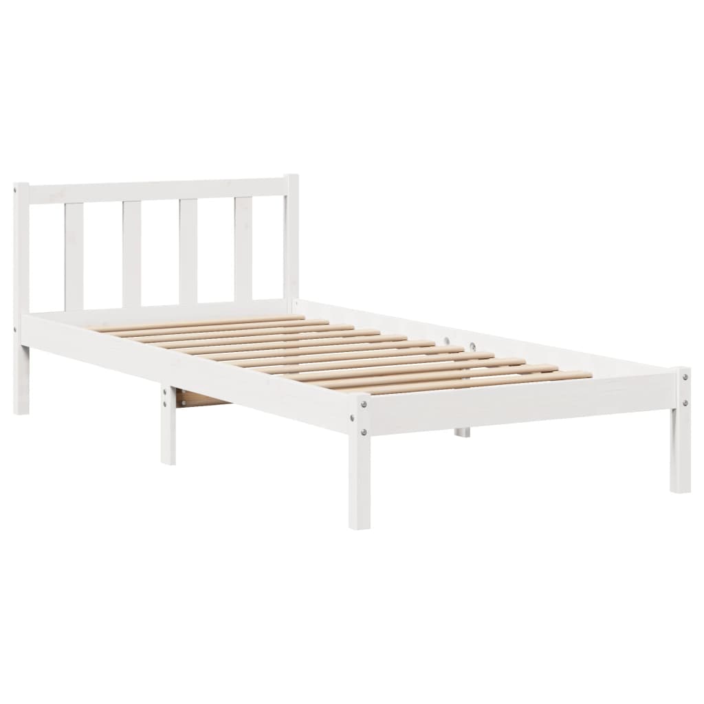 Cadre de lit sans matelas blanc 90x200 cm bois de pin massif